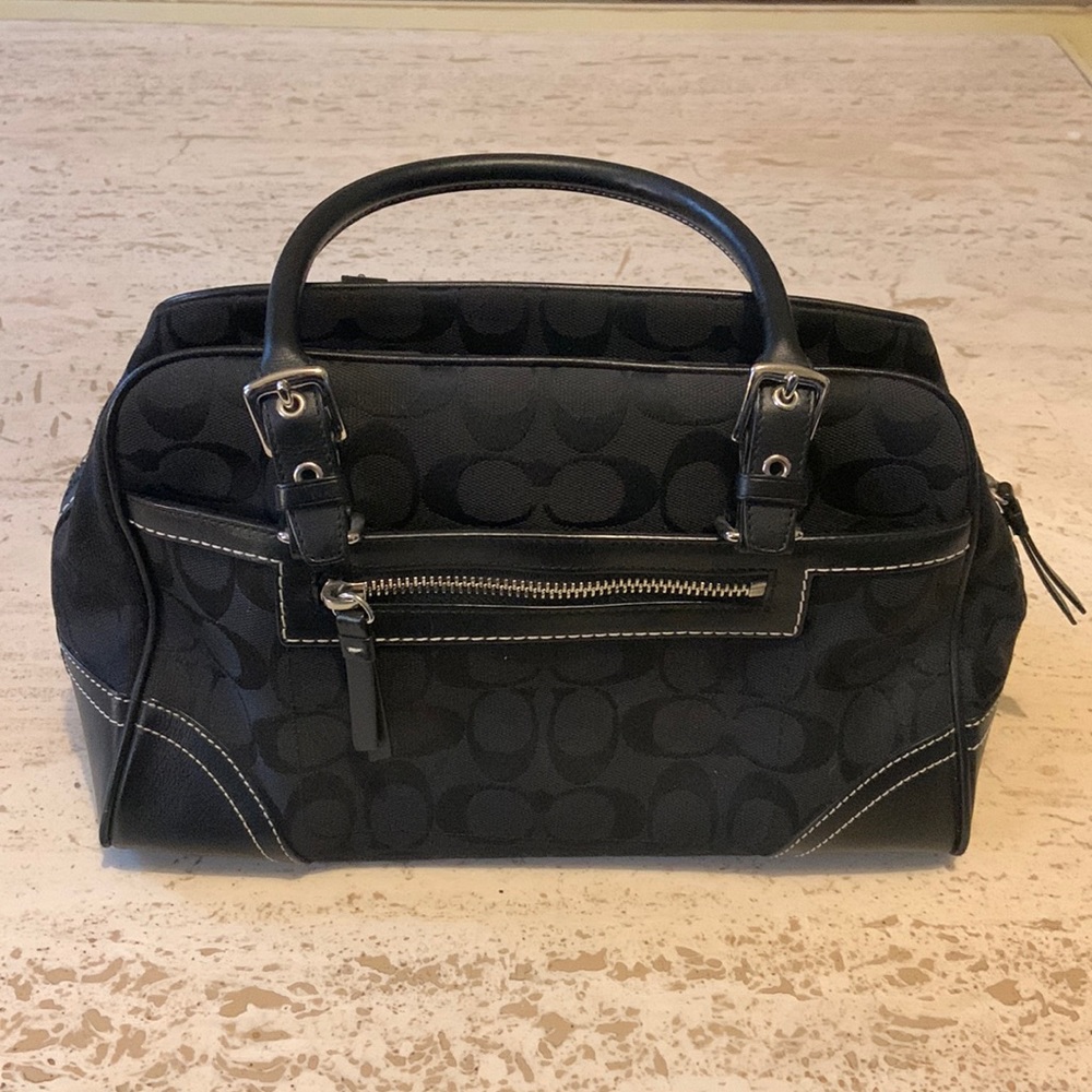 8K05 Hampton Signature Purse black canvas satchel